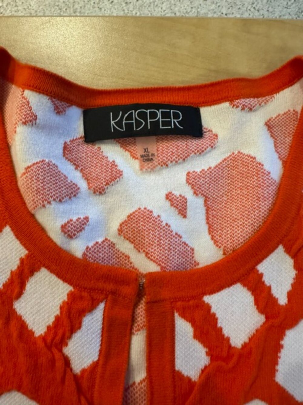 Kasper Orange and White Cardigan Size XL - Picture 5 of 11